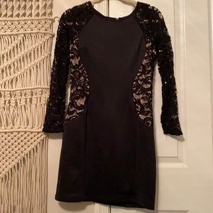black sequin dress